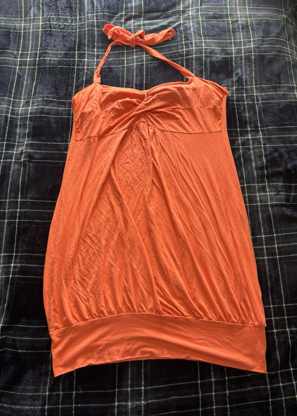 Victoria’s Secret Bra Tops Halter Cross Draped Bodice Dress CORAL size XL