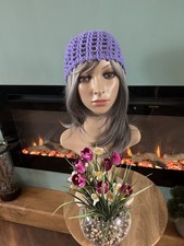 Handmade Crocheted Purple Skullcap/beanie. Size Small