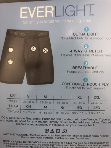 Fruit of The Loom EverLight Tag Free Boxer Briefs Men's Size Small 28-30 3 Pair - Picture 3 of 6