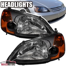 Black Headlights Fits 2001-2003 Honda Civic 4dr Sedan Signal Lamps Leftright Black Headlights Fits 2001-2003 Honda Civic 4dr Sedan Signal Lamps Leftright