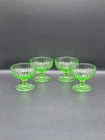 4 Vintage Uranium Vaseline Depression Glass Parfait Dish Compote 3.5"W x 3" Tall
