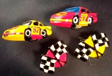 Set Of 4 Racing Cars & Flags Button Covers