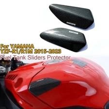 Real Carbon Fiber Fuel Tank Sliders Protector For Yamaha YZF R1 R1M 2015-2023