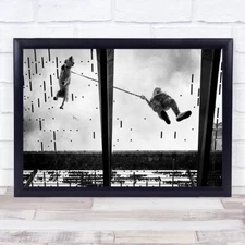 Bridge Of Love Dog Girl Leash Glass Locks Perspective Pov Feet Wall Art Print