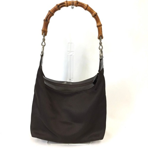 Authentic GUCCI Vintage Bamboo 2Way Shoulder Hand Bag Leather Brown Junk 4929M - Picture 2 of 10