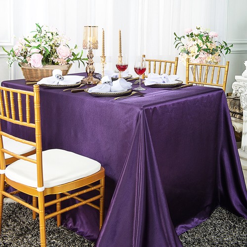 Wedding Linens Inc. 54" x 108" Premium Rectangular Satin Tablecloths - Picture 13 of 59