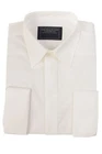 Ivory Tailored Fit Shirt Mens Cotton Formal Double Cuff Cream Off-White Wedding