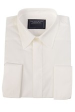 Ivory Tailored Fit Shirt Mens Cotton Formal Double Cuff Cream Off-White Wedding