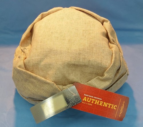Retro 80s Hard Rock Cafe Tan Canvas Newsboy Biker Hat - Picture 4 of 13