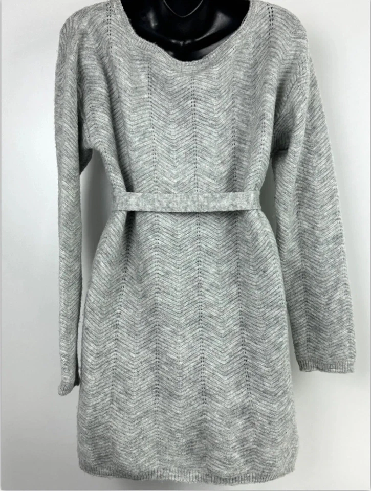 Dynamite Maternity Sweater Dress With Belt Knitted Tunic Sweater Gray Size XS - Image 2 of 4