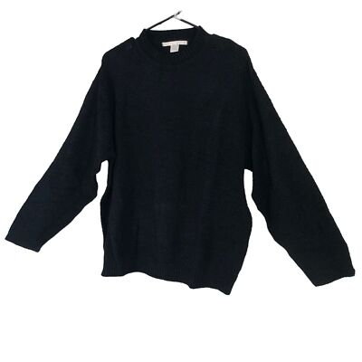 Vintage Perry Ellis Made in Italy Men's Wool Blend Black Sweater