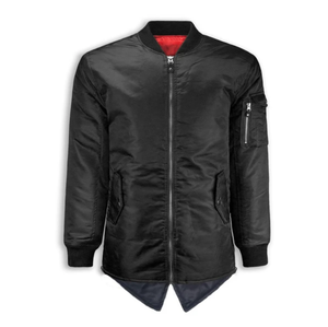 longline black bomber jacket