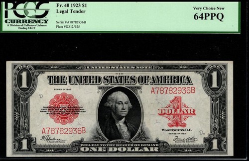 1923 $1 Legal Tender Red Scalloped Seal Fr# 40 PCGS 64 PPQ Very Choice New (HEJ) - Picture 4 of 4