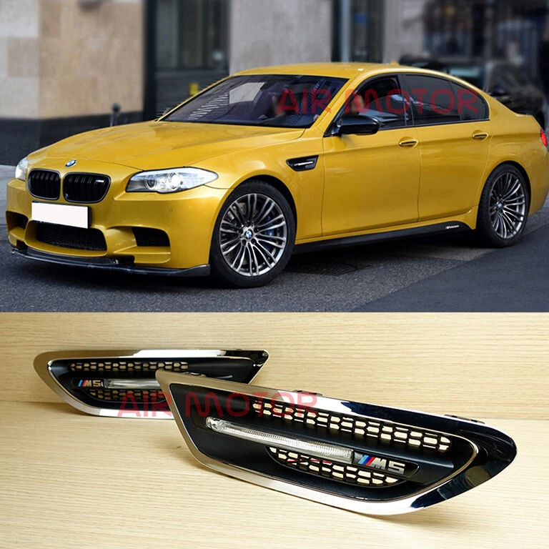 Fit BMW F10 M5 Fender Side Mist Black Vents LED Light Replacement 