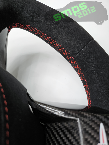 Gen 3 F56 LCi2 Mini Alcantara Direction Roue Chauffé Rouge Broderie, Haut Bague - Picture 9 of 13