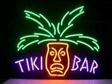 Insegna Luminosa Neon Tiki Bar Totem Pole Club 20"x16" Lampada Espositore Birra Decorazione Parete