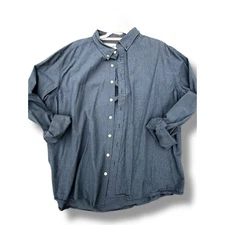 The Normal Brand Button Down Shirt navy blue Long Sleeve Cotton Casual XXL 2XL