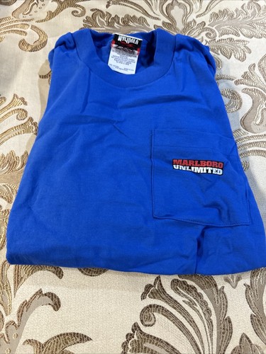 NEW VTG 90s Marlboro Unlimited T Shirt Blue Wolf Howling At The Moon Size XL NEW