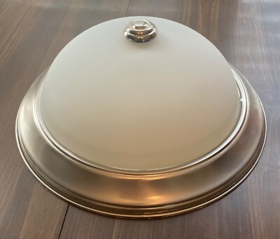 Dome Ceiling Light Fixture - White w/Frosted Glass - Choose 13  or 15  Diameter
