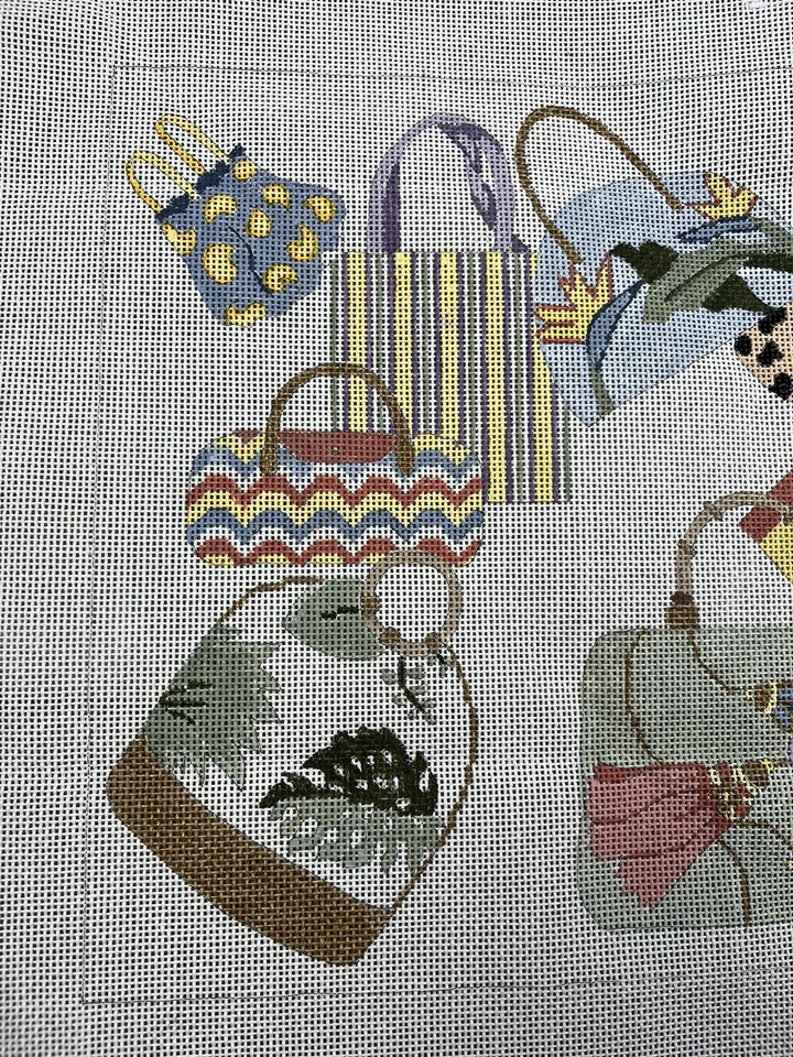 ROSALIE PETERS Handpainted Needlepoint Canvas Handbags Bags Pillow Design 13ct - Image 2 of 4