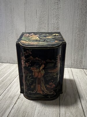 VINTAGE DAHER TEA TIN Japan Motif of Geisha Girls & Pagoda's Made In England VTG