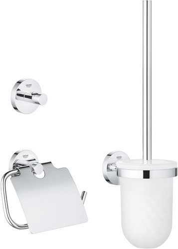 GROHE Quick Fix Set Accessori Bagno 3 in 1 Porta Rotolo WC Gancio Spazzola - Foto 6 di 6