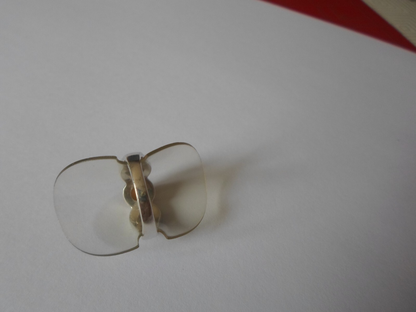 solid silver ring, orange pearl, size 54 - image 4