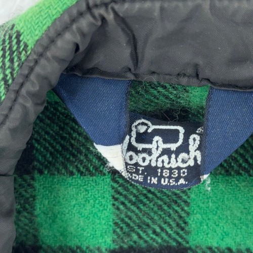 vintage WOOLRICH GREEN BUFFALO PLAID WOOL SHIRT FITS LIKE XS - Picture 6 of 9