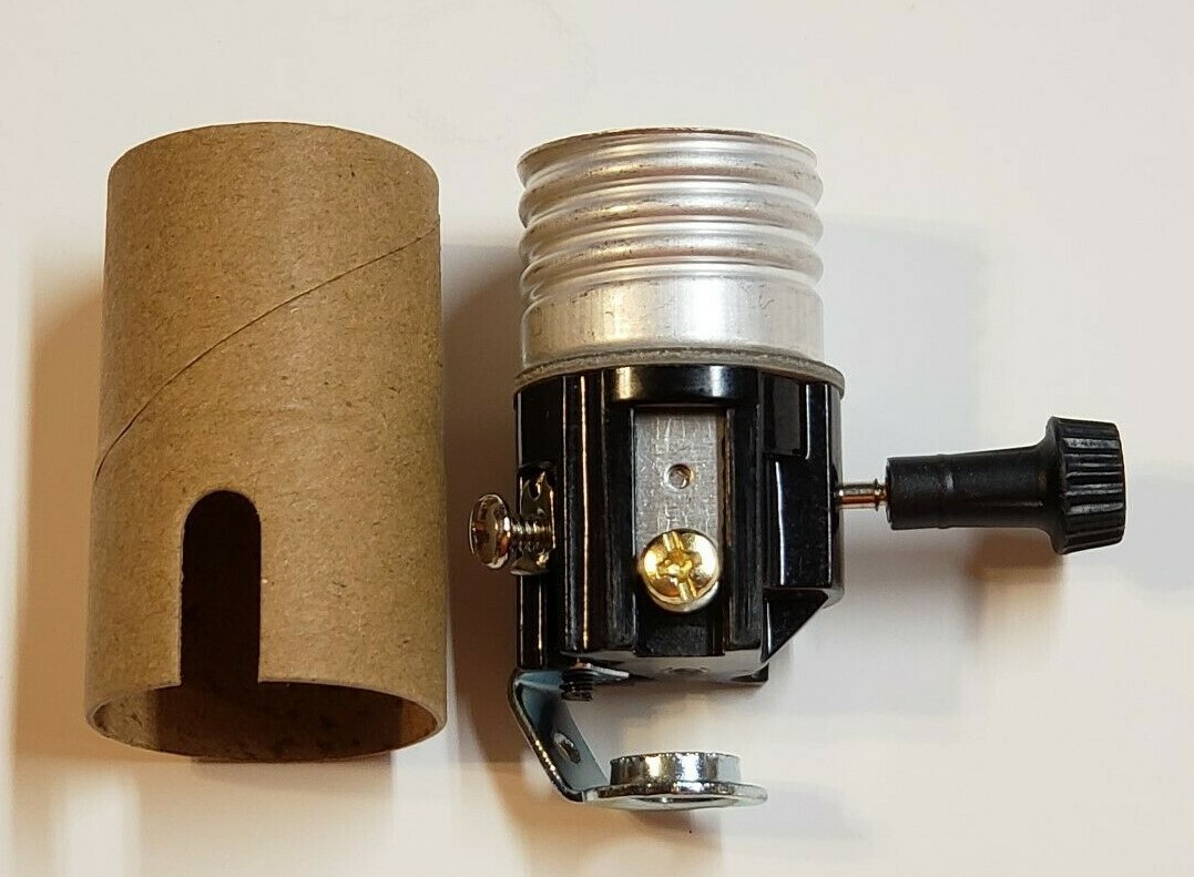 3-WAY TURN KNOB LAMP SOCKET WITH HICKEY FOR 3 WAY BULBS LAMP PART