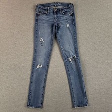 American Eagle Sz 2 Skinny Jeans Retro Vintage Lower Rise Distressed Classic