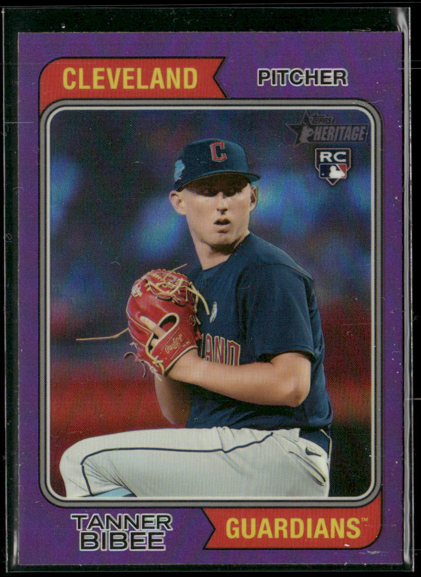 2023 Topps Heritage Tanner Bibee #686 Chrome Purple Refractor Rookie Guardians