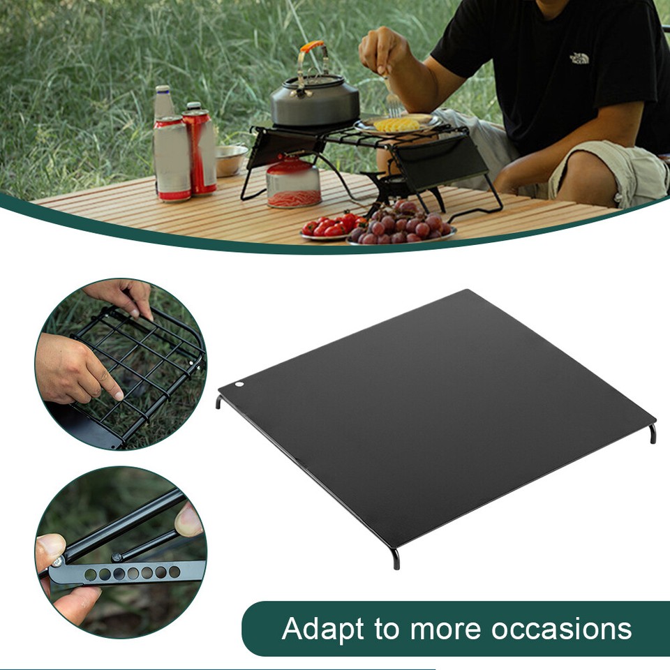 A Mini Camping Table Adjustable Height Stove Rack Folding Table
