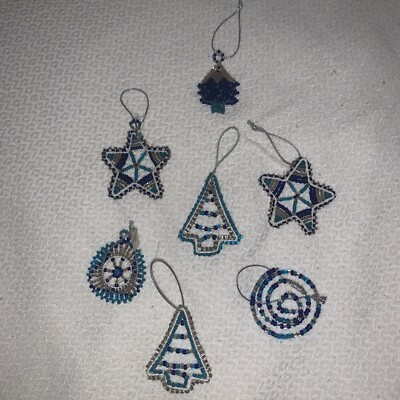 #ad #ad 5 Vtg handmade seed beaded ornaments or could turn into earrings One Of A Kind $16.00