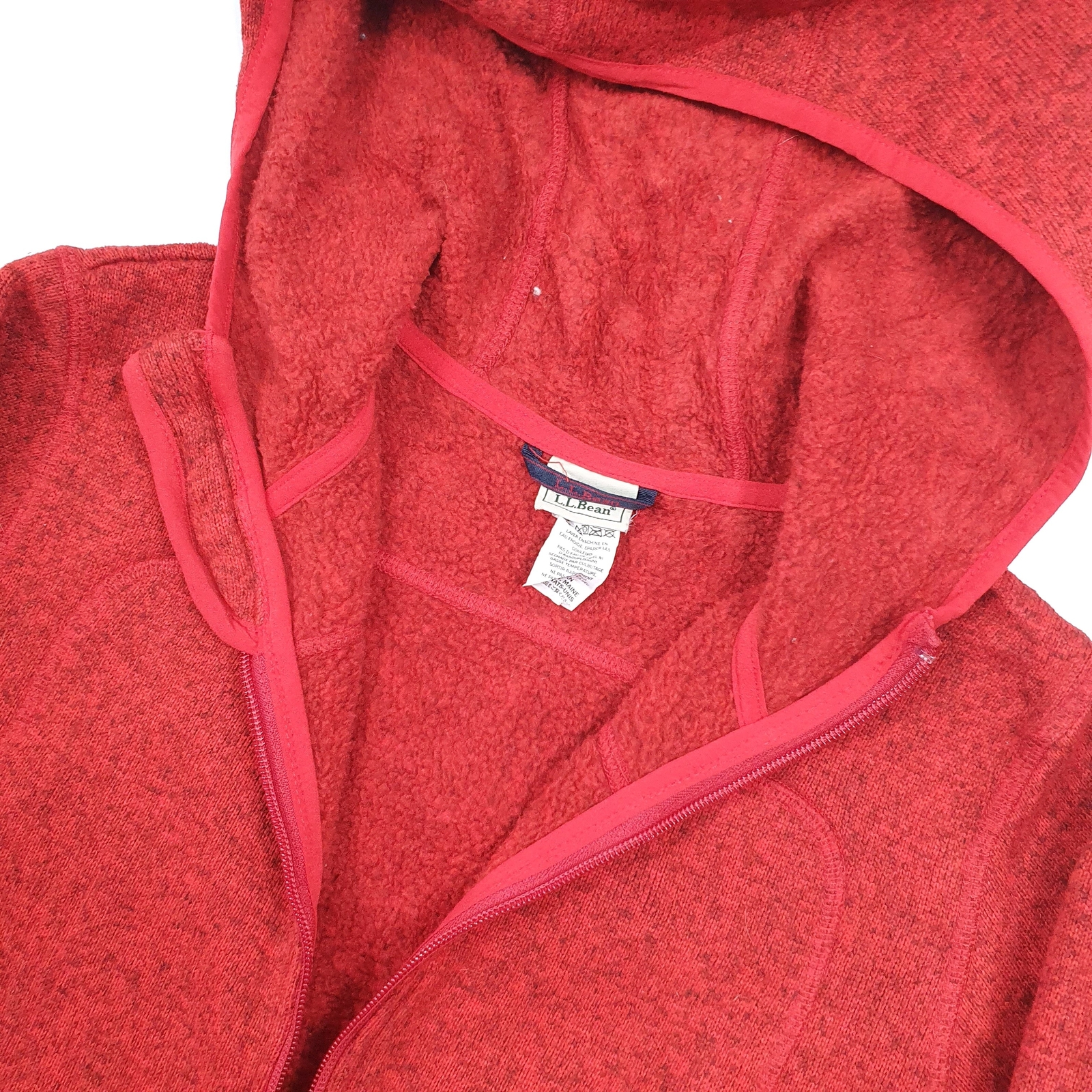 Mens LL BEAN Hooded Polyester Full Zip Fleece Jumper XS image 2