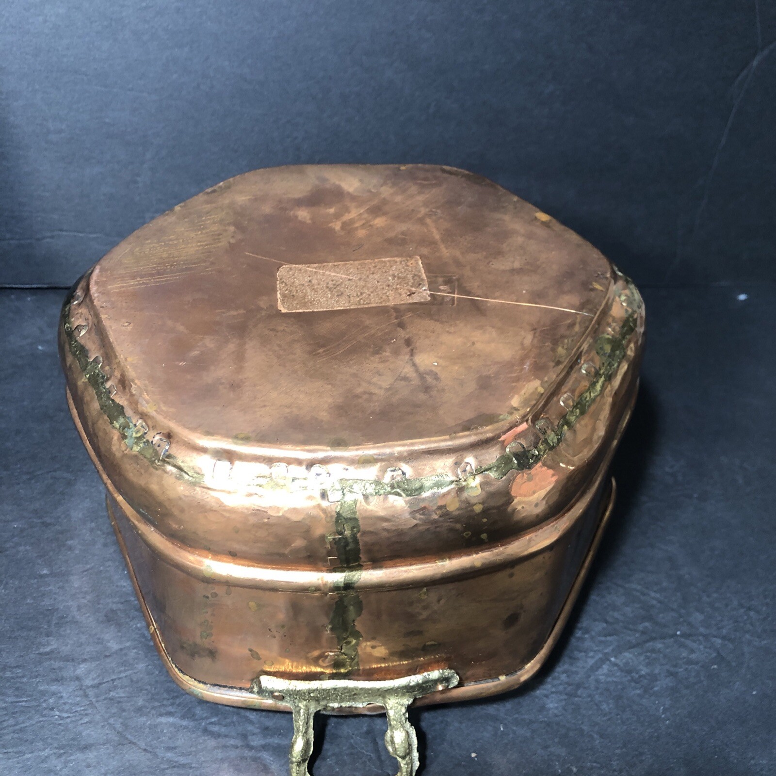 Vintage Solid Copper Planter/Pot with Handles 7”x4”.