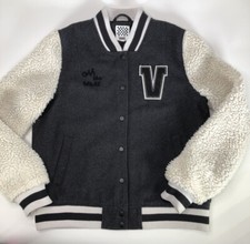 Vans Womens Off The Wall Gray And Off White Varsity Jacket Large 2546