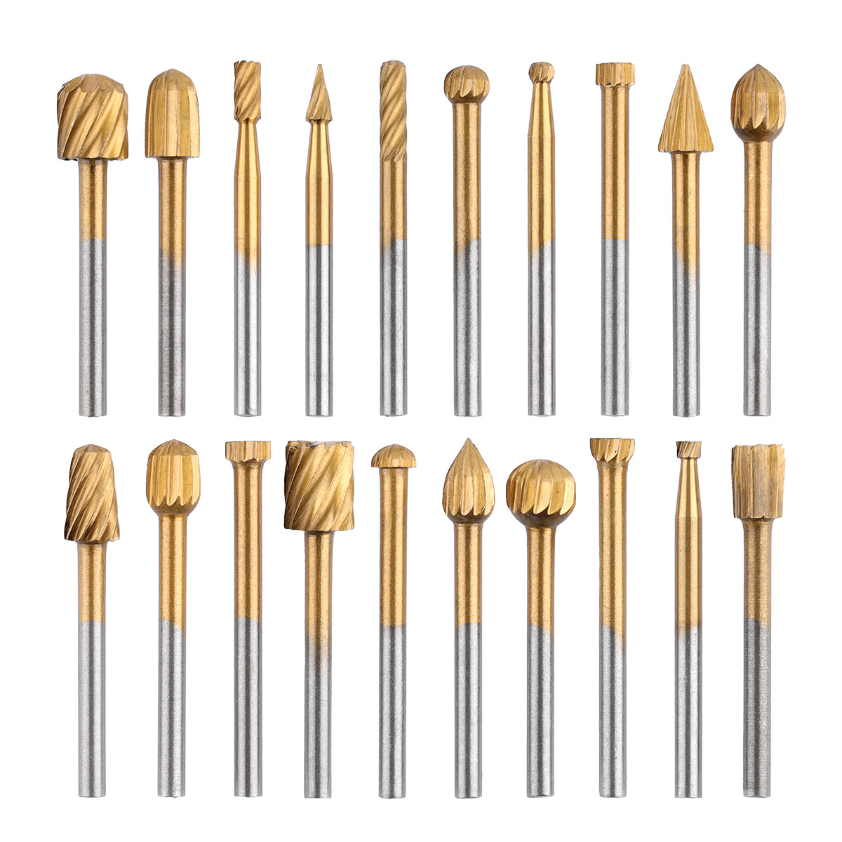 20PCS HSS Carbide Burr Rotary Drill Bits Kit Carving Engraving for Dremel Tools