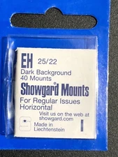 SHOWGARD STAMP MOUNTS EH 25/22 40 MOUNTS - U.S. REGULAR ISSUES HORIZONTAL