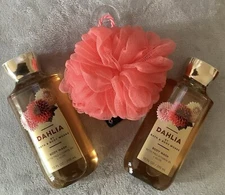 Bath & Body WORKS DAHLIA (2) BODY WASH SET FREE LOOFAH