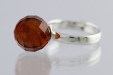 Genuine BALTIC AMBER Faceted Round Large Bead 12mm Silver Ring 3.5g 200528-26
