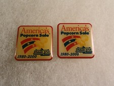 TWO Vintage BSA Trails End Popcorn Hat Pins / Lapel Pins Year 2000