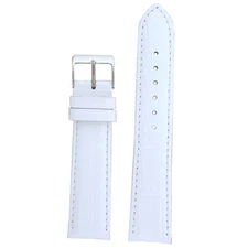 Watch Band Extra Long XL Crocodile Grain White Stitching Padded 14mm-24mm