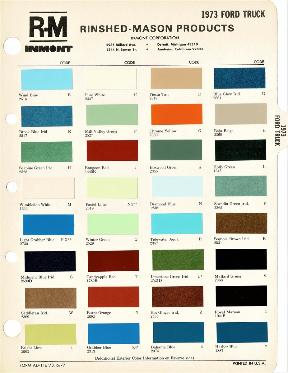 1973 Ford Pickup Truck F-100 F-250 F-350 Bronco Econoline Paint