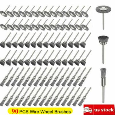 90X Stainless Steel Wire Brush Set Dremel Tool Rotary Die Grinder Removal Wheel