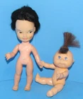 Vtg Remco 1960's "Pocketbook" Jan Asian Doll w/1995 Cabbage Patch Mini 6 & 5"
