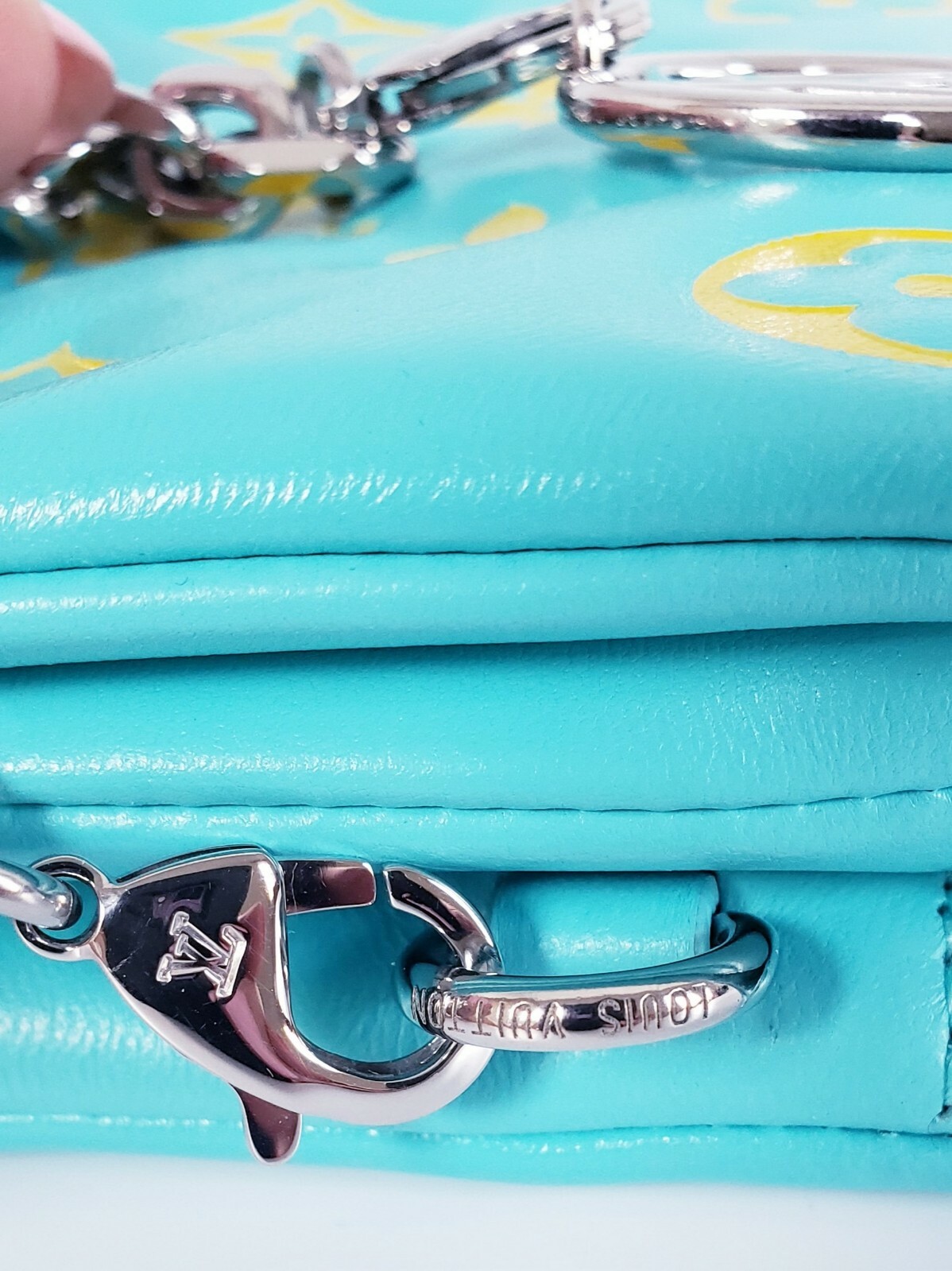 LOUIS VUITTON Coussin Pochette VUITTAMIN  Mint Yellow Embossed Leather RARE HTF image 10