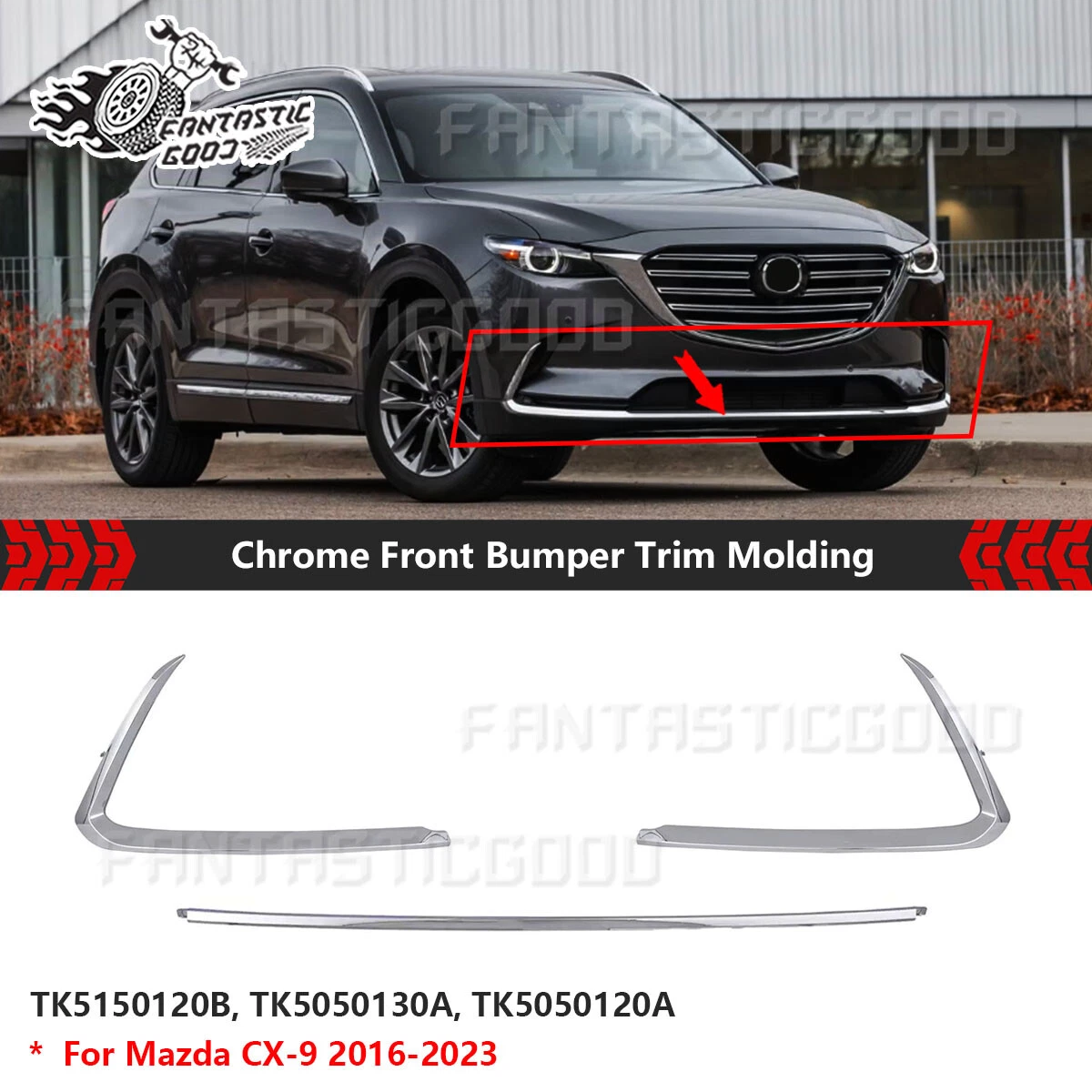 Primed Front Bumper Cover For Mazda CX-9 2016-2023 – Aftermarket Replacement (MA1000244 / TK4850031JBB)