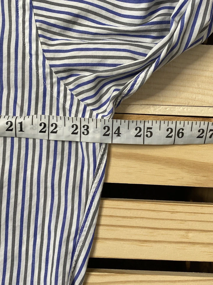 Camisa de vestir vintage a rayas verdes y azules de Gitman Bros 16/32 para hombre Foto 4 de 4