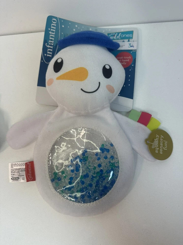 НОВЫЕ сенсорные приятели Infantino Seek & Squish: Санта и снеговик с гелевыми бусинами на животе - Изображение 2 из 4