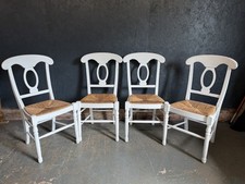 4 Dining Chairs Rush Seats, Painted White.